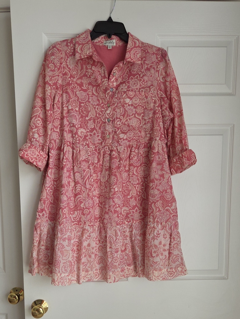 Wonderly Pink Floral Long Sleeve Tunic Dress